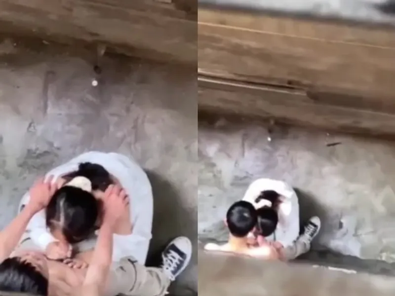 Quay lén nữ sinh liếm cu anh bồ ở khe nhà